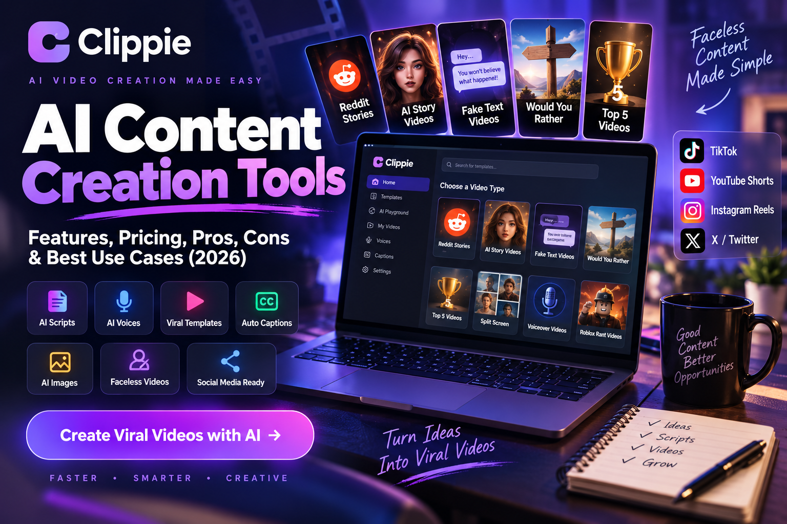 Clippie AI for Content Creation: Features, Pricing, Pros, Cons & Best Use Cases (2026)